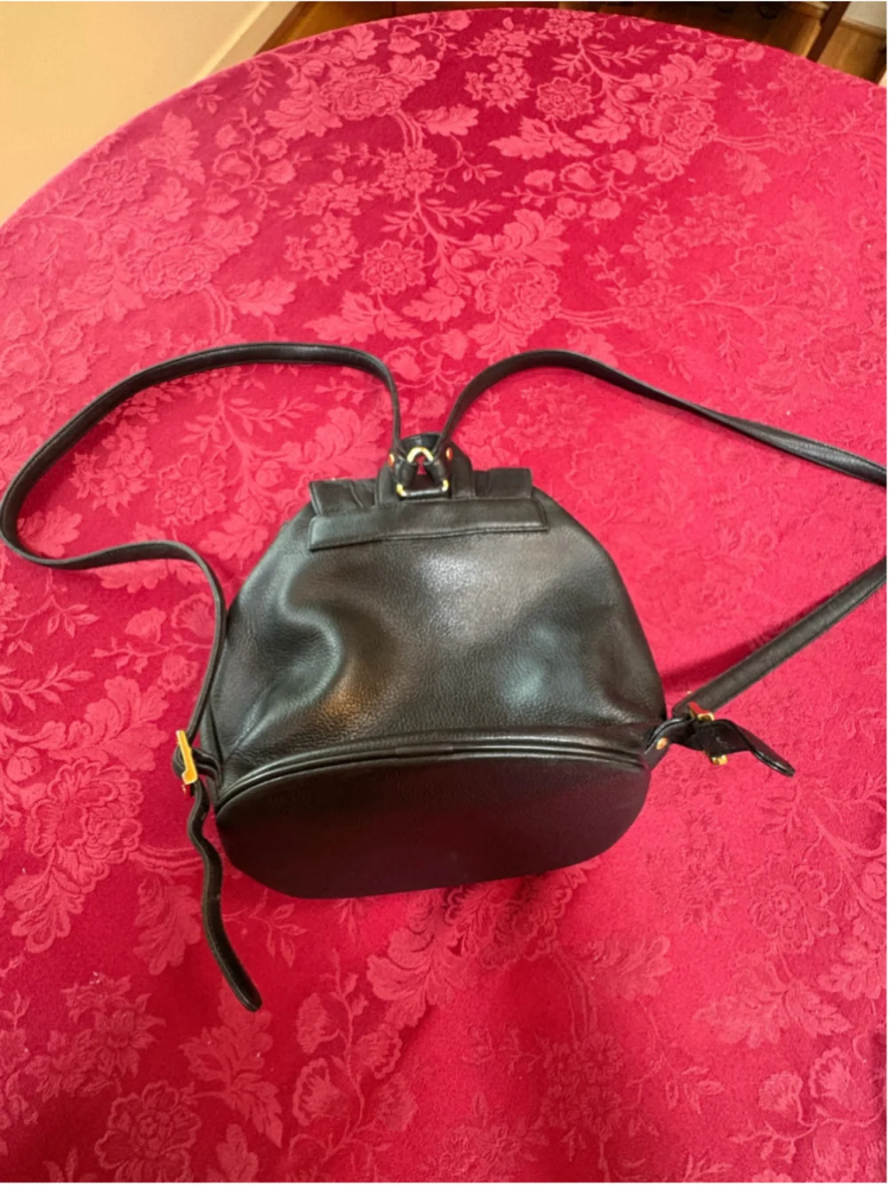 MCM Black Leather & Gold Backpack